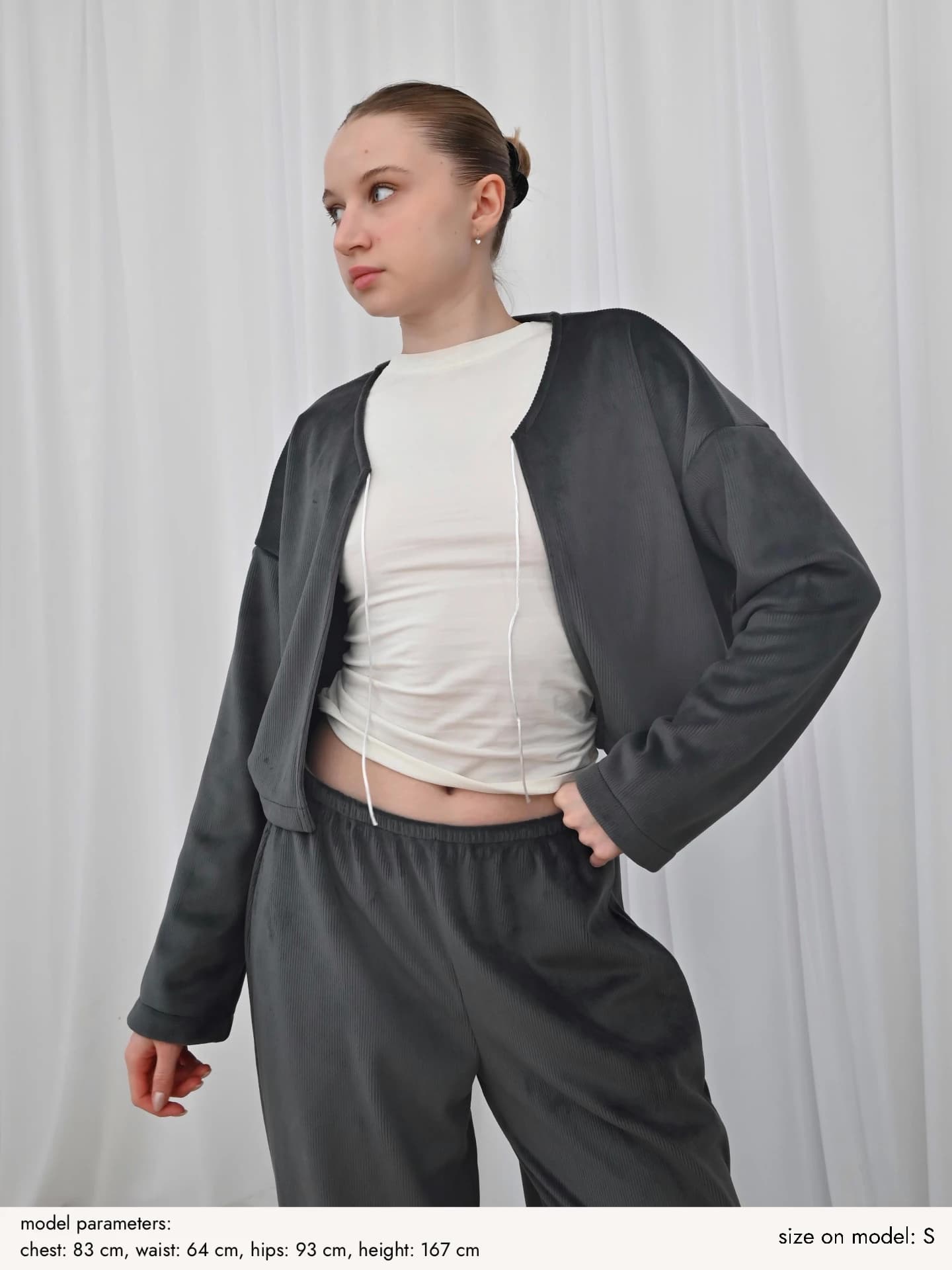 Джемпер велюр Графіт - Image 2