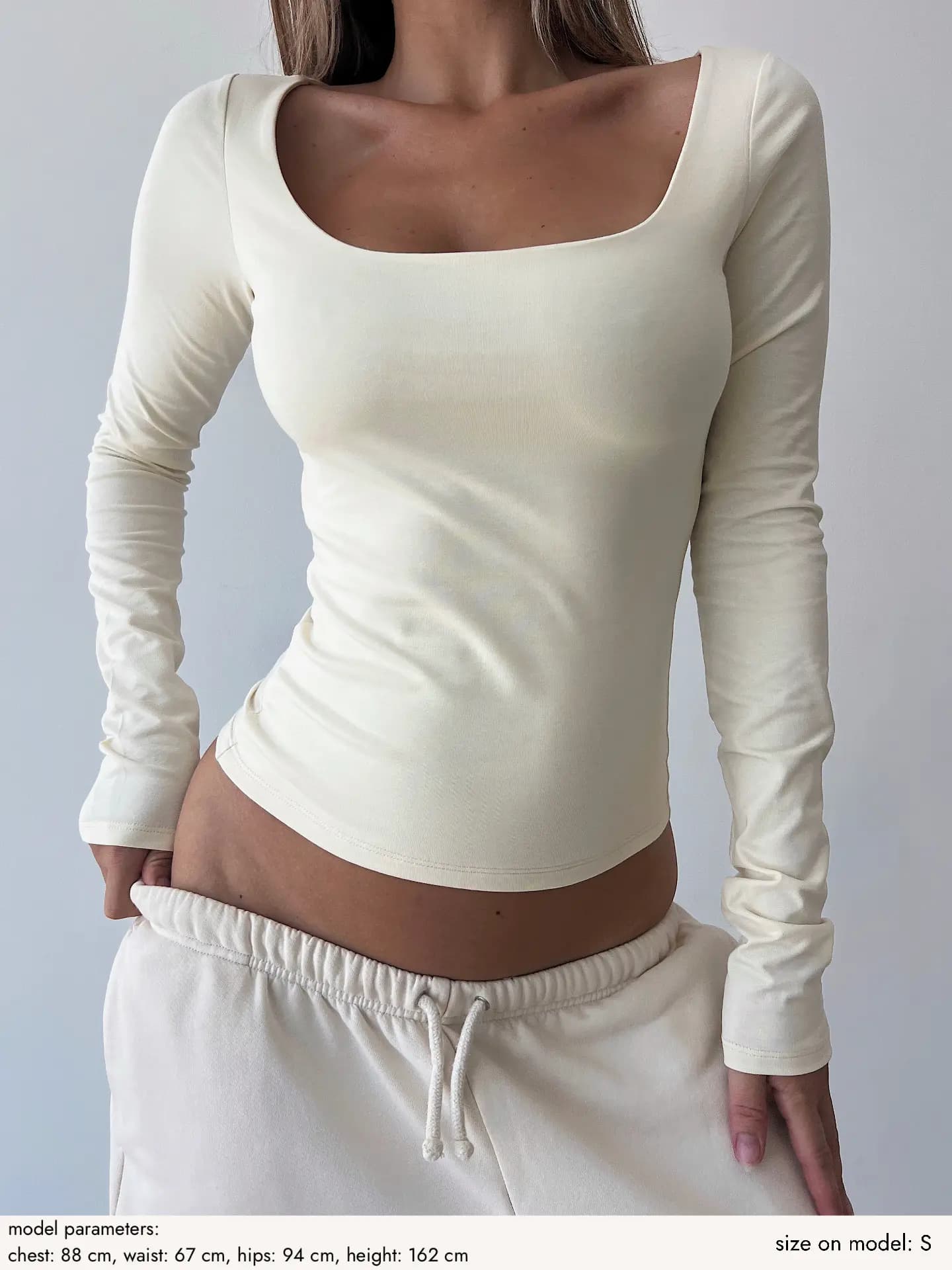 Лонгслів з вирізом Айворі - Image 3