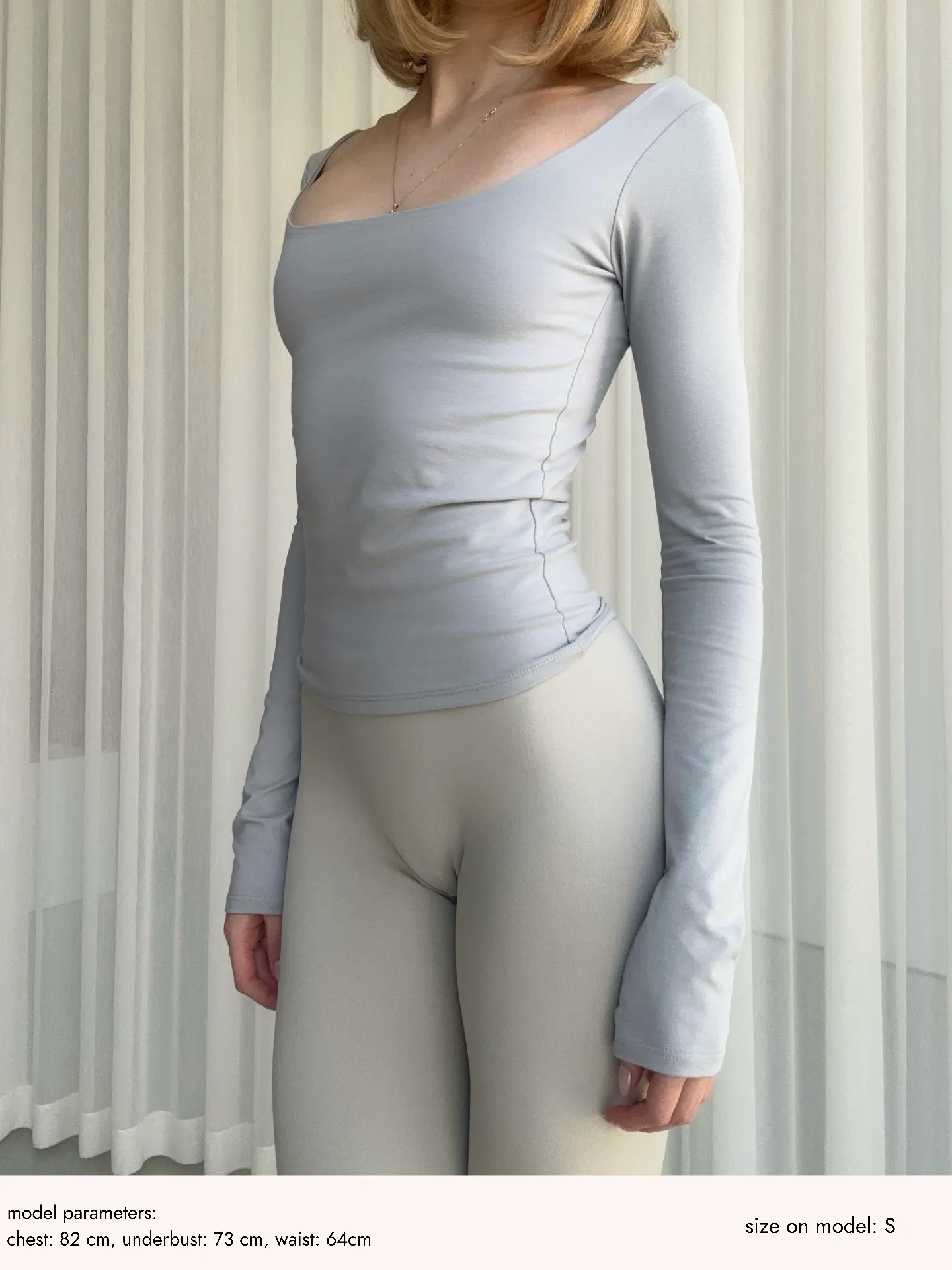 Лонгслів з вирізом Сірий - Image 2