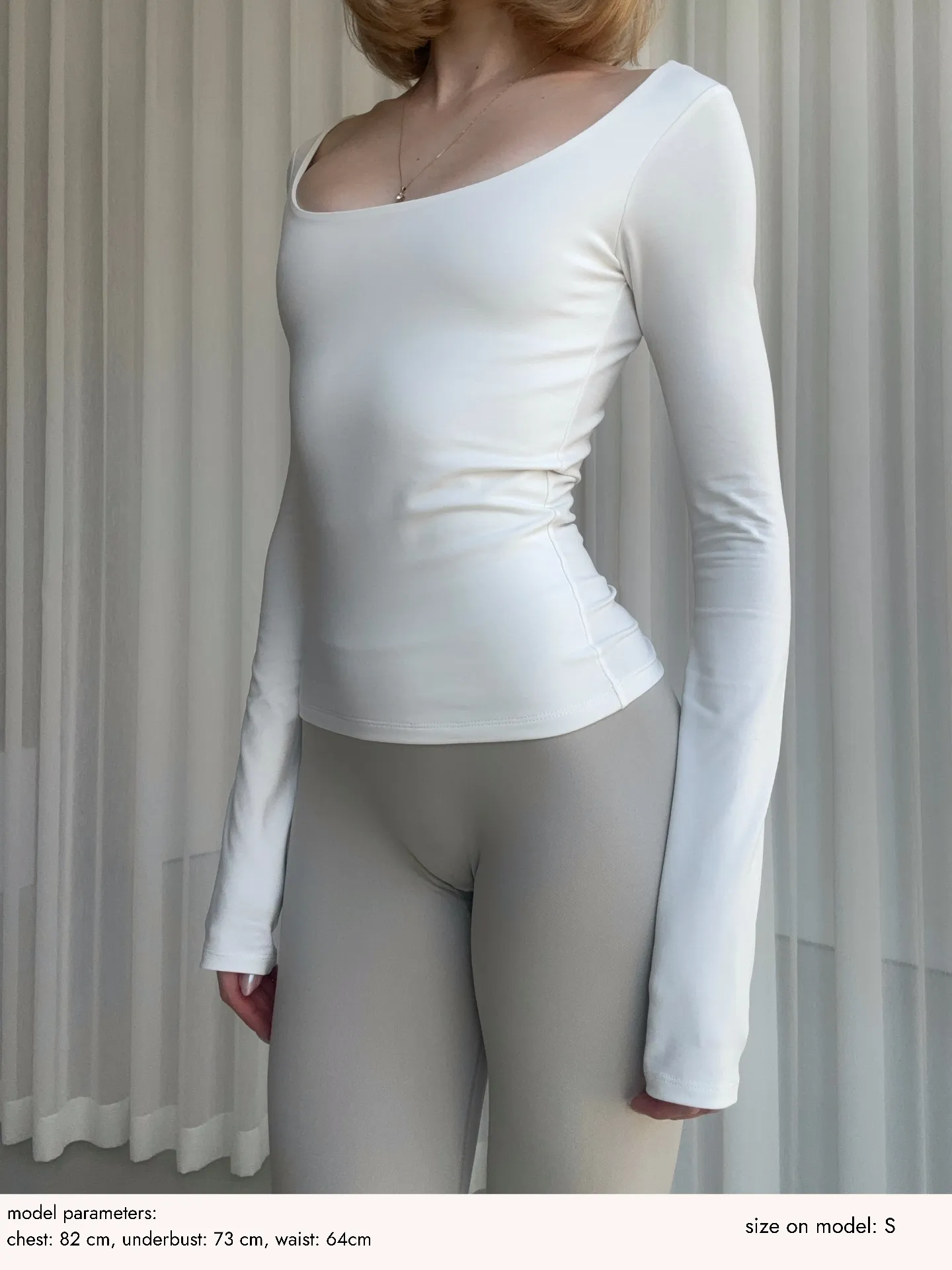 Лонгслів з вирізом Молочний - Image 2